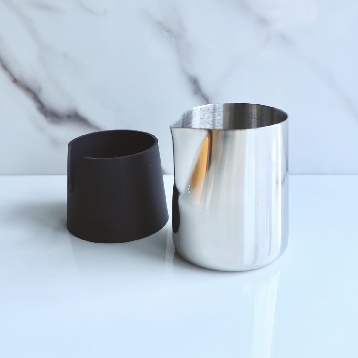 Revolution 12oz Handle Free Steaming Pitcher with Silicon cover