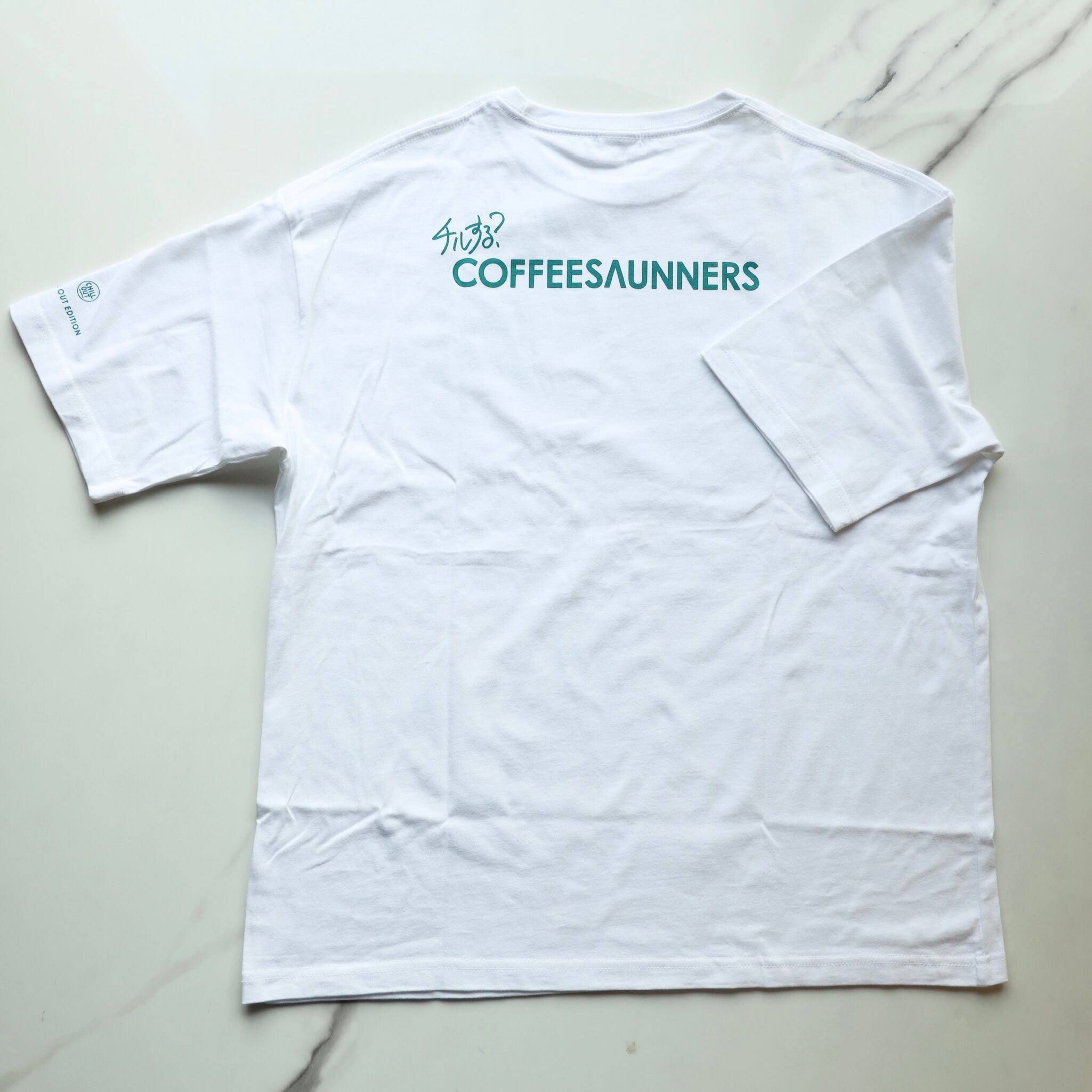 CHILL OUTモデル コーヒーサウナーズTシャツ WHITE Limited edition